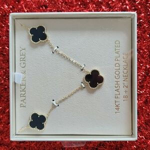 NWT ❗️  Parker & Grey  14 kt flash gold plated necklace 4 clover lucky charms